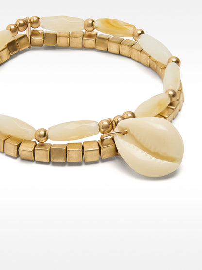 Elastic Bracelet Set With Shell Pendant