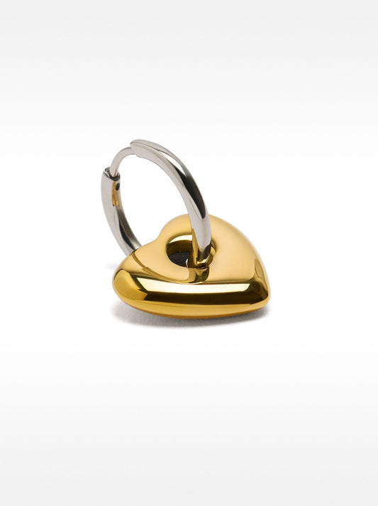 Heart Single Hoop Earring - Stainless Steel