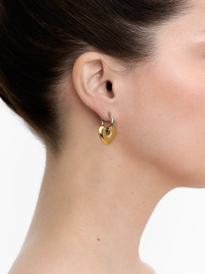 Heart Single Hoop Earring - Stainless Steel