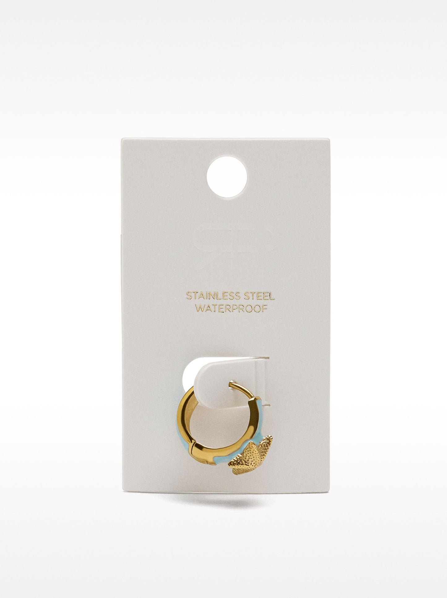 Enamelled Starfish Single Hoop Earring - Stainless Steel