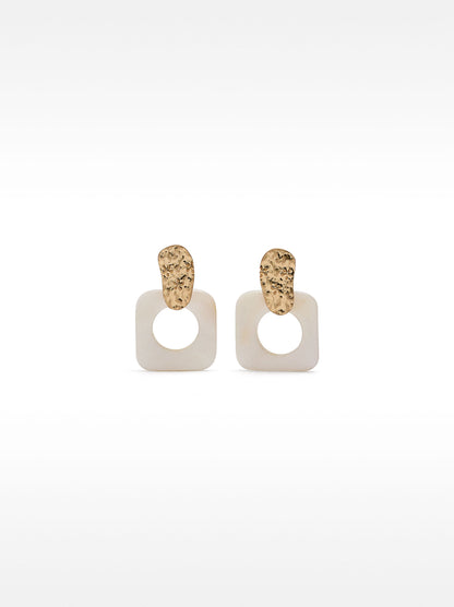 Square Earrings With Shell