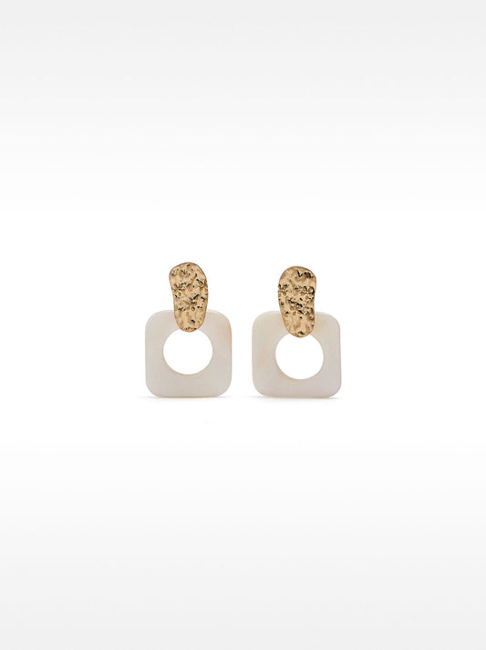 Square Earrings With Shell