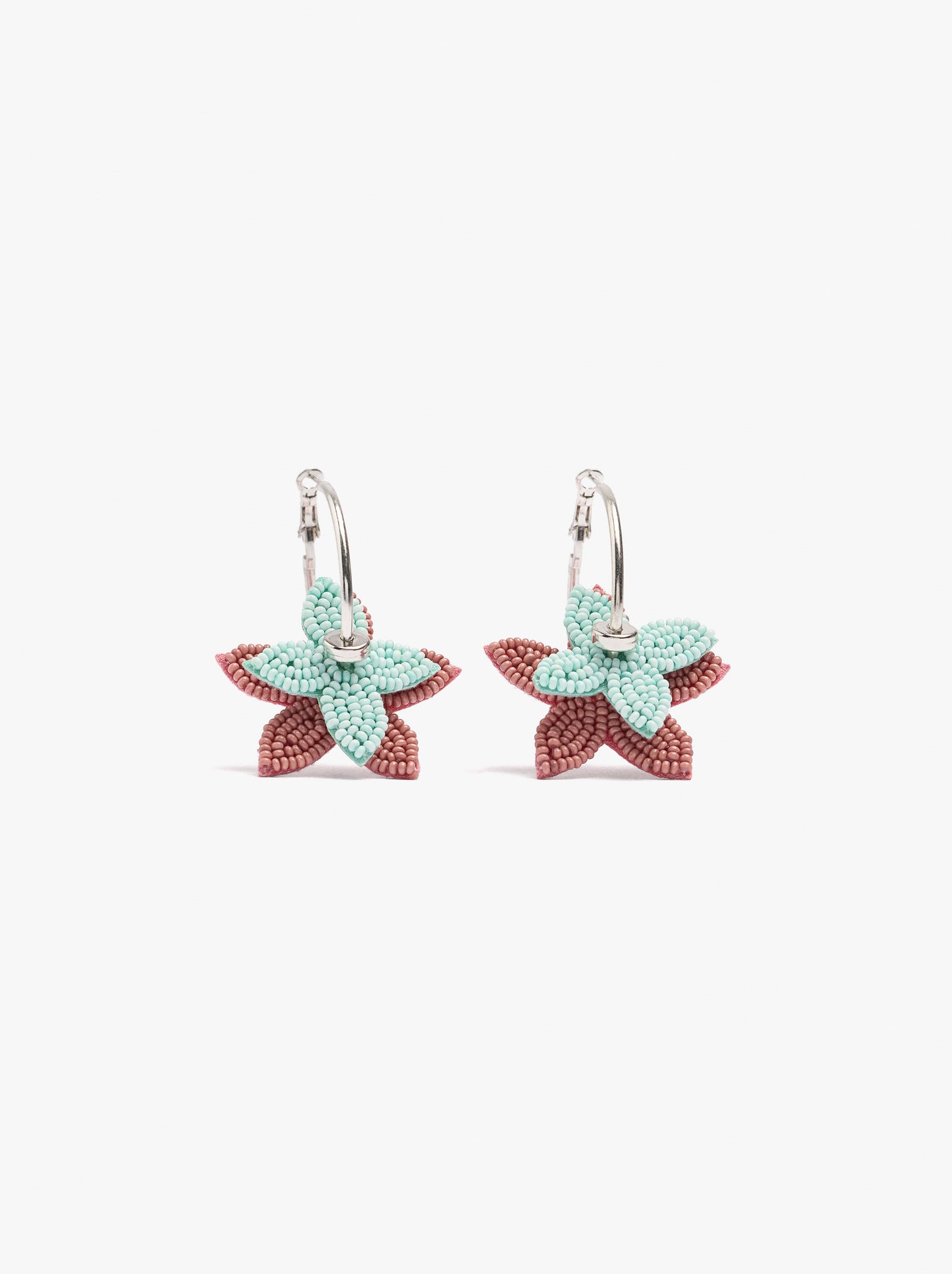 Hoop Earrings With Flower Beads