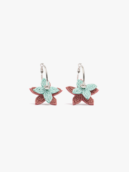 Hoop Earrings With Flower Beads