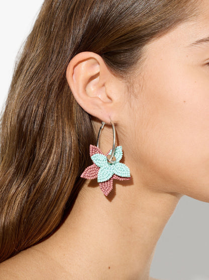 Hoop Earrings With Flower Beads