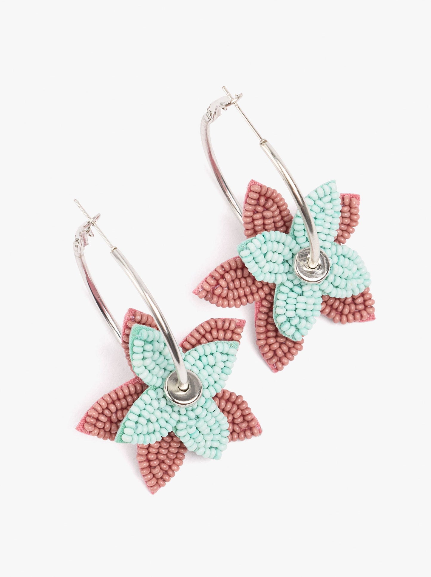 Hoop Earrings With Flower Beads