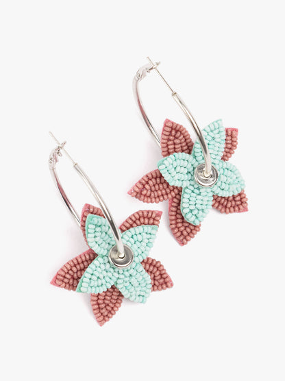 Hoop Earrings With Flower Beads