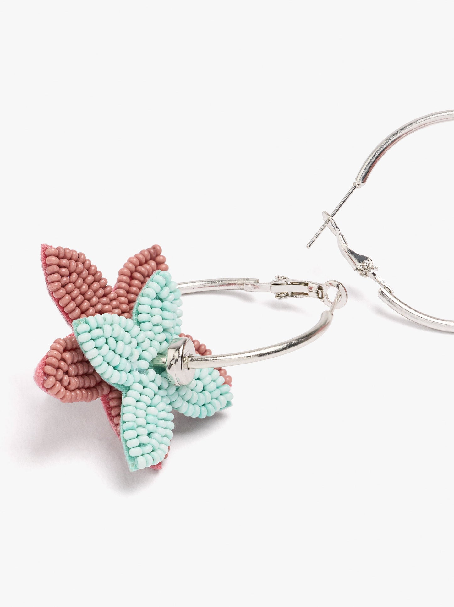 Hoop Earrings With Flower Beads