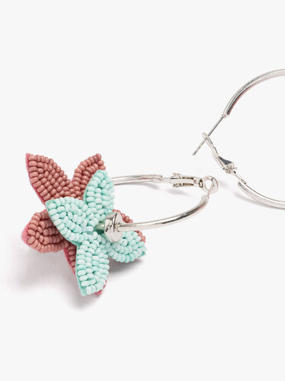 Hoop Earrings With Flower Beads
