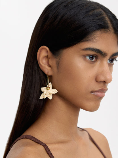 Hoop Earrings With Beaded Flowers