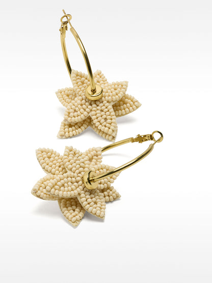 Hoop Earrings With Beaded Flowers