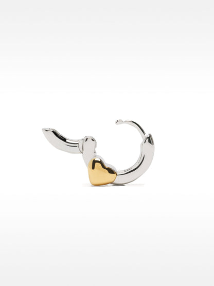 Heart Single Hoop Earring - Stainless Steel