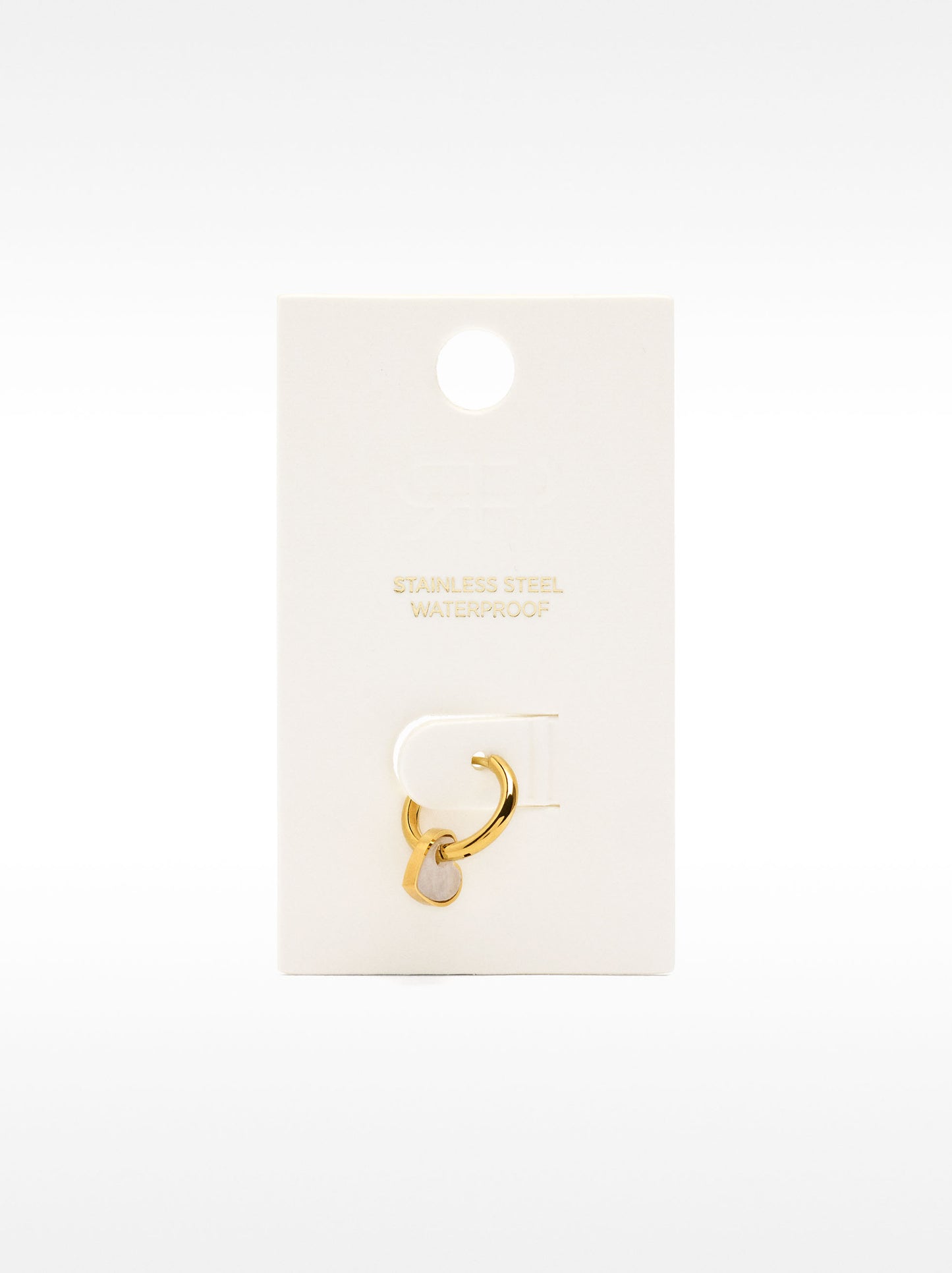 Single Hoop Earring With Shell And Heart - Stainless Steel