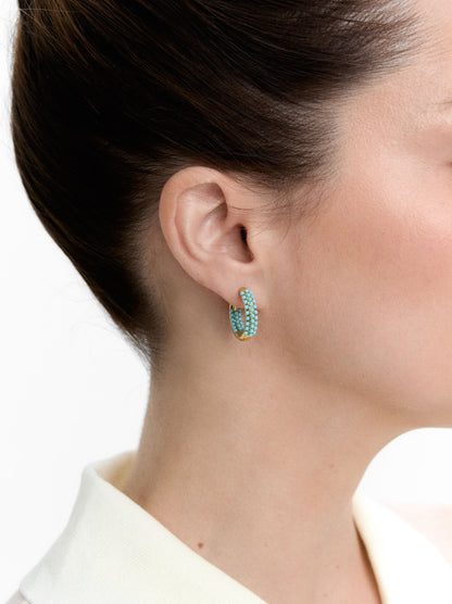 Single Hoop Earring With Spheres - Stainless Steel