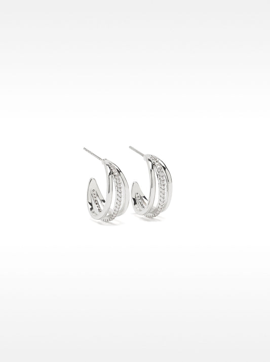 Triple Hoop Earrings With Zirconia
