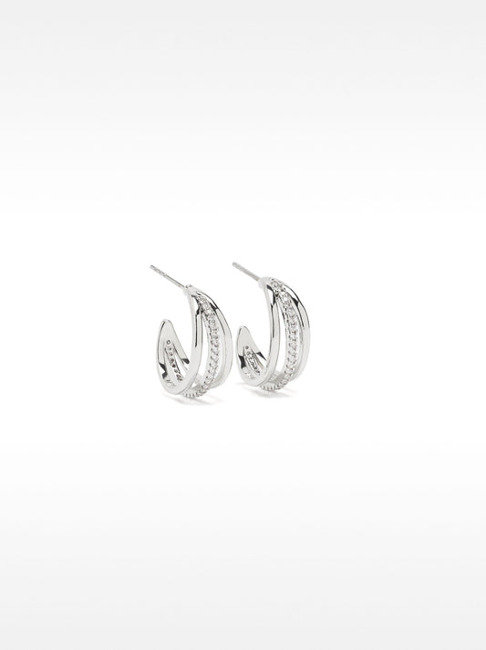 Triple Hoop Earrings With Zirconia