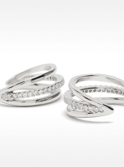 Triple Hoop Earrings With Zirconia