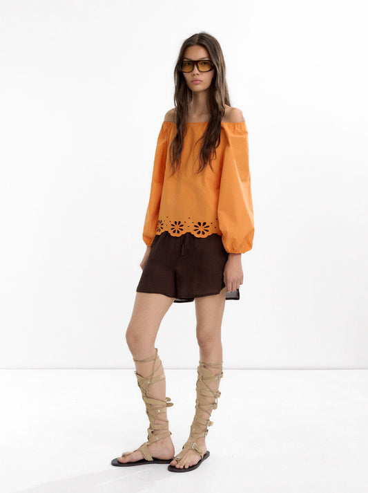Blouse With Pierced Embroidery