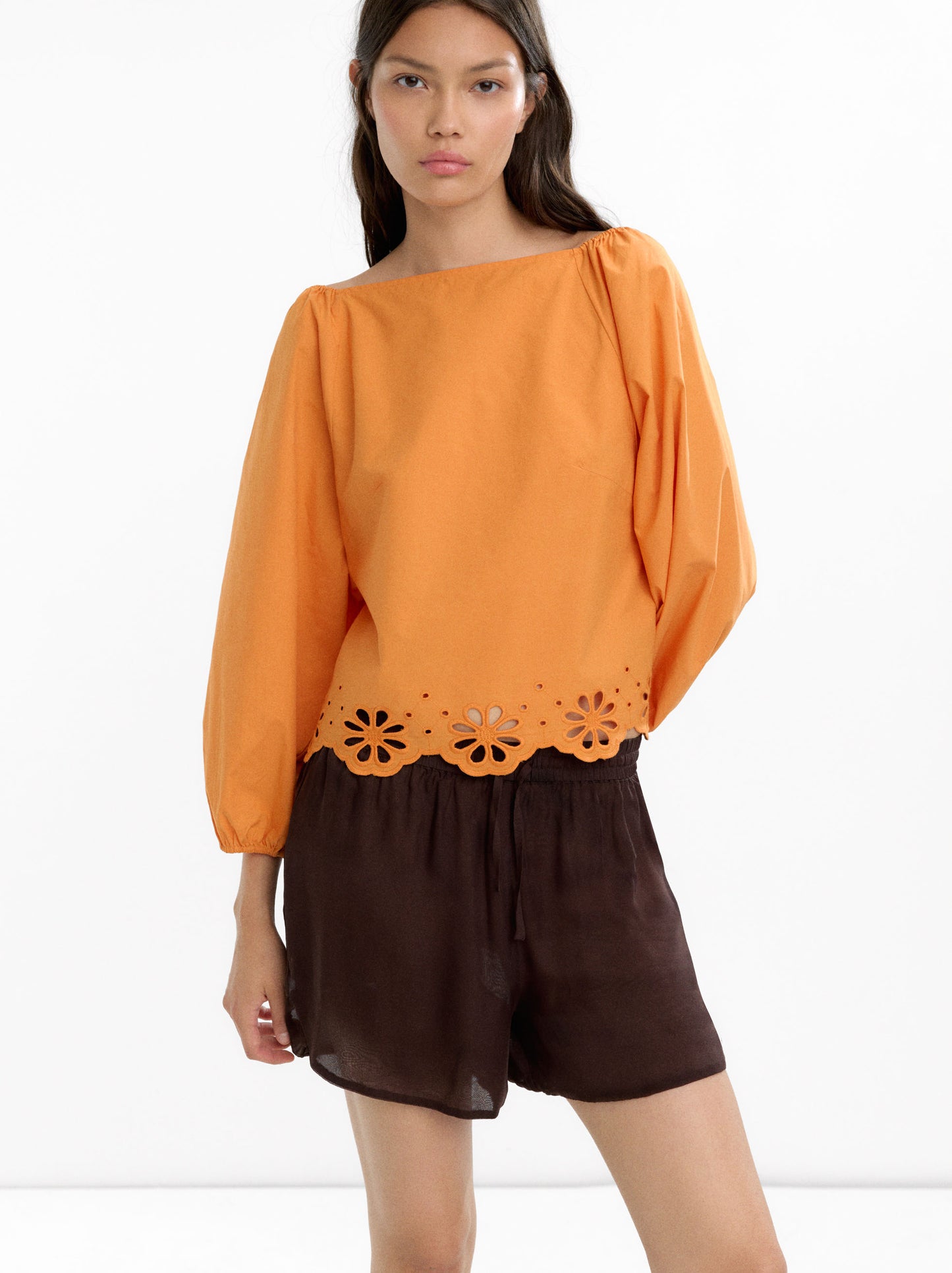 Blouse With Pierced Embroidery