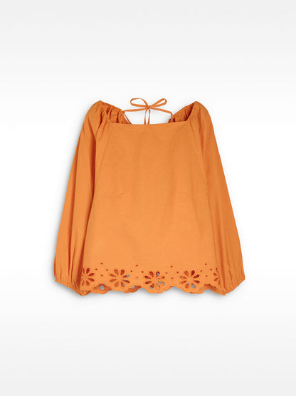 Blouse With Pierced Embroidery