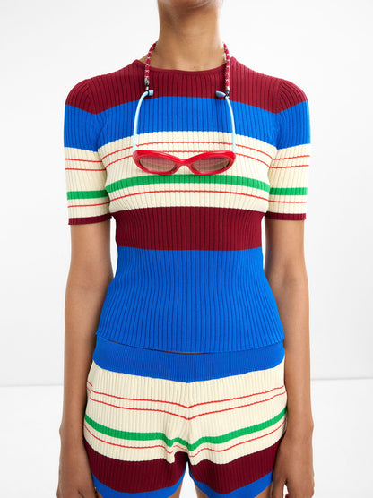 Knit Sweater With Contrast Stripes