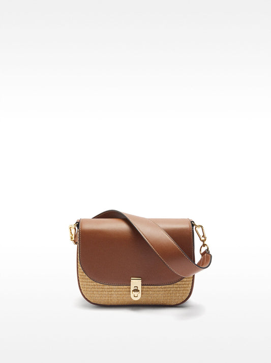 Crossbody Bag With Straw Effect Flap