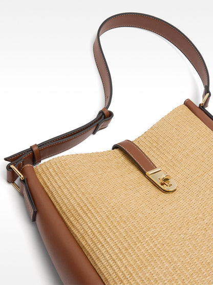 Shoulder Bag With Straw Effect