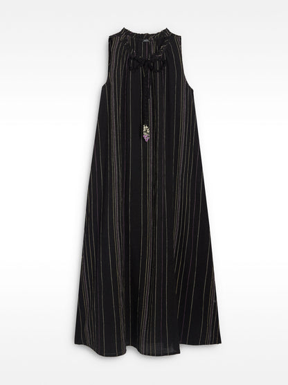 Long Dress With Multicolor Topstitching