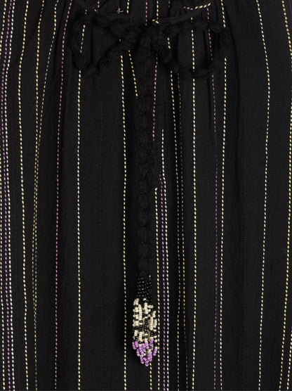 Long Dress With Multicolor Topstitching