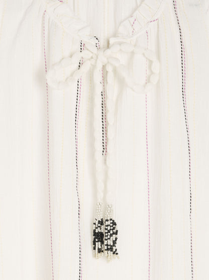 Long Dress With Multicolor Topstitching