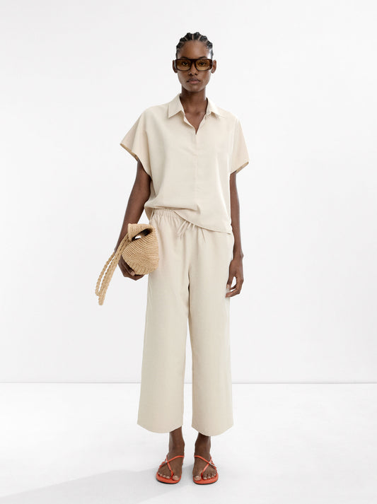 Trousers With Elastic Waist And Adjustable Cord