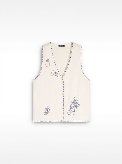 100% Cotton Vest With Embroidery