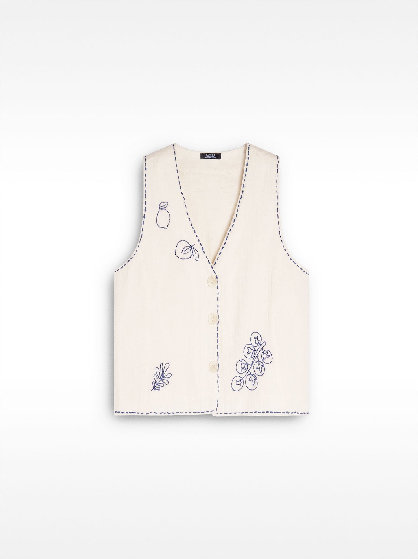 100% Cotton Vest With Embroidery