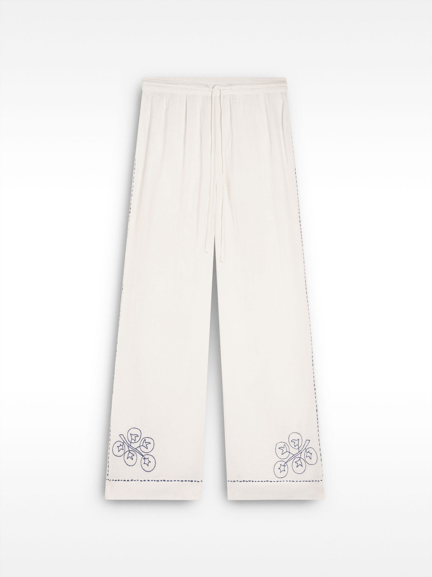 100% Cotton Trousers With Embroidery