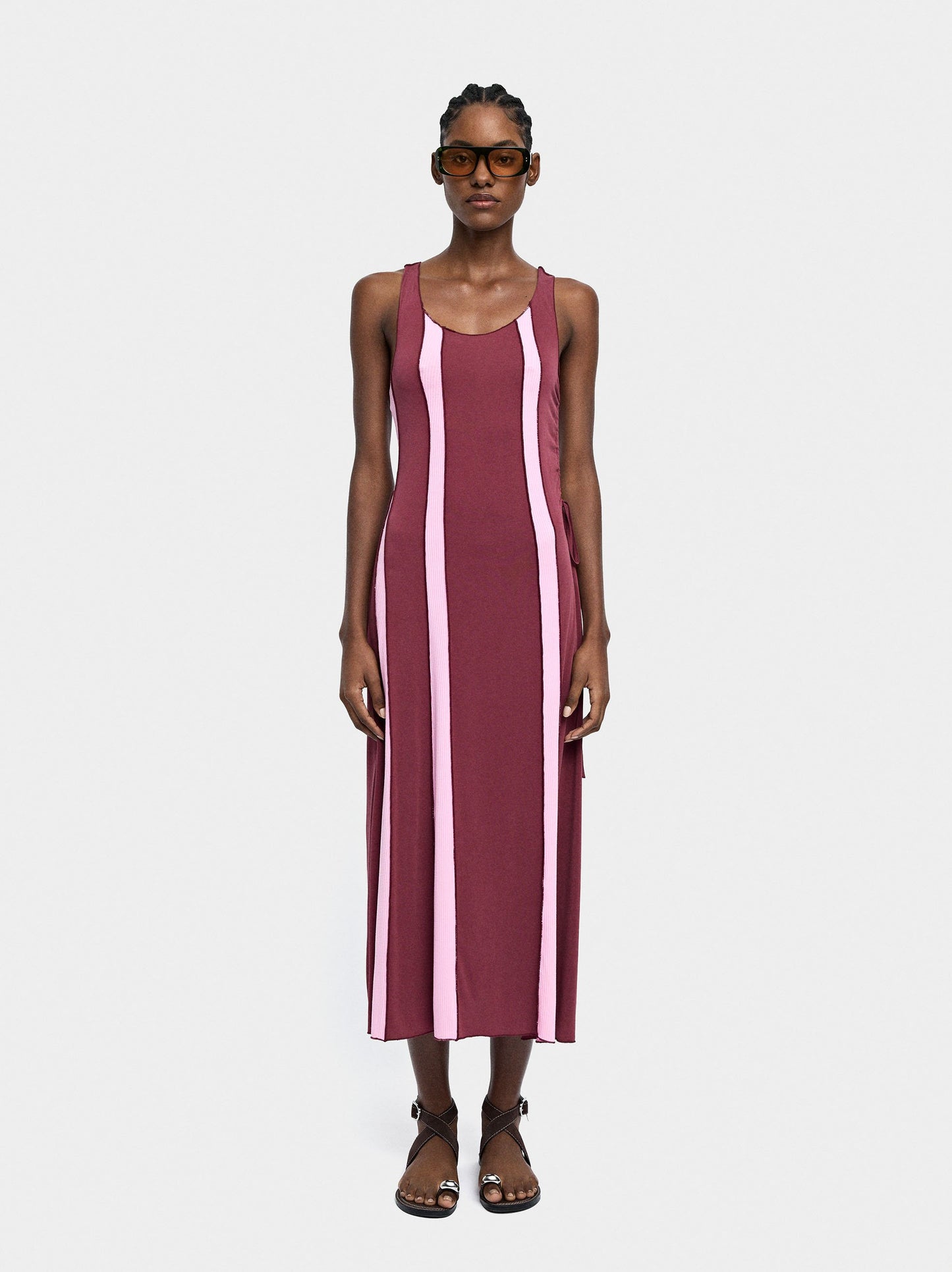 Long Dress With Contrast Fabrics