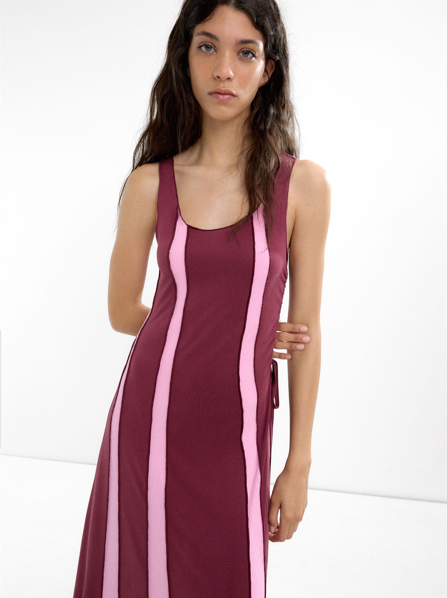 Long Dress With Contrast Fabrics