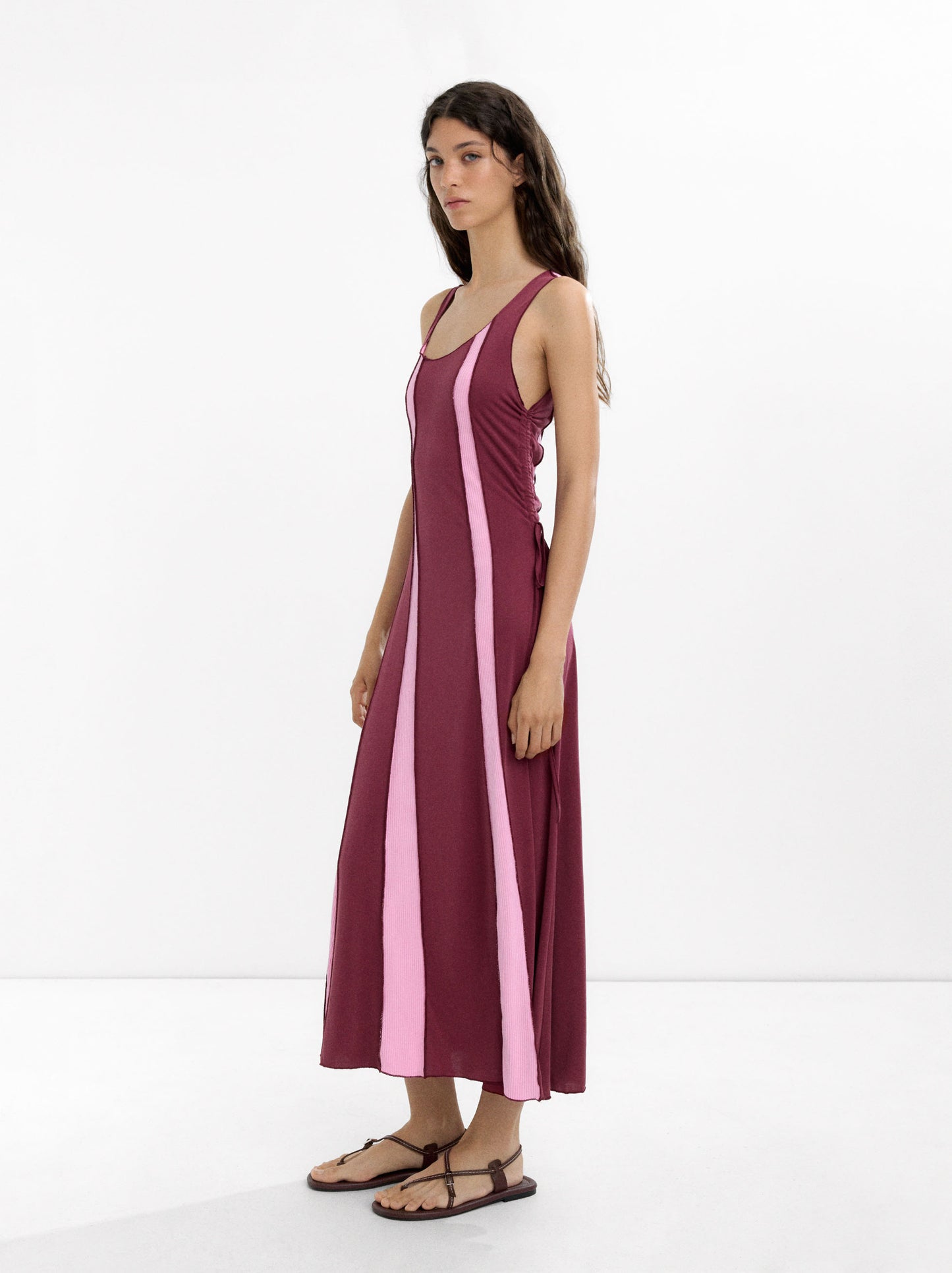 Long Dress With Contrast Fabrics