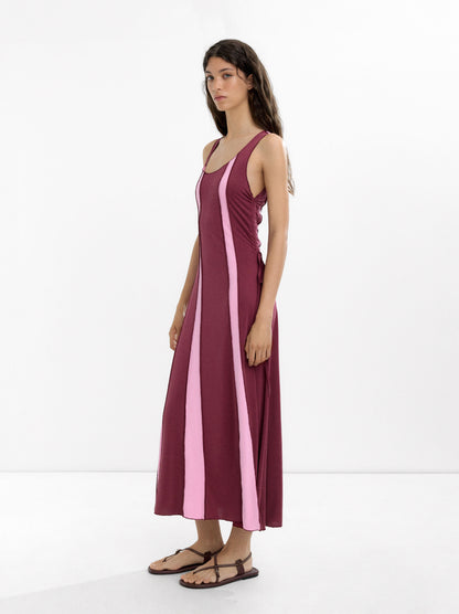 Long Dress With Contrast Fabrics