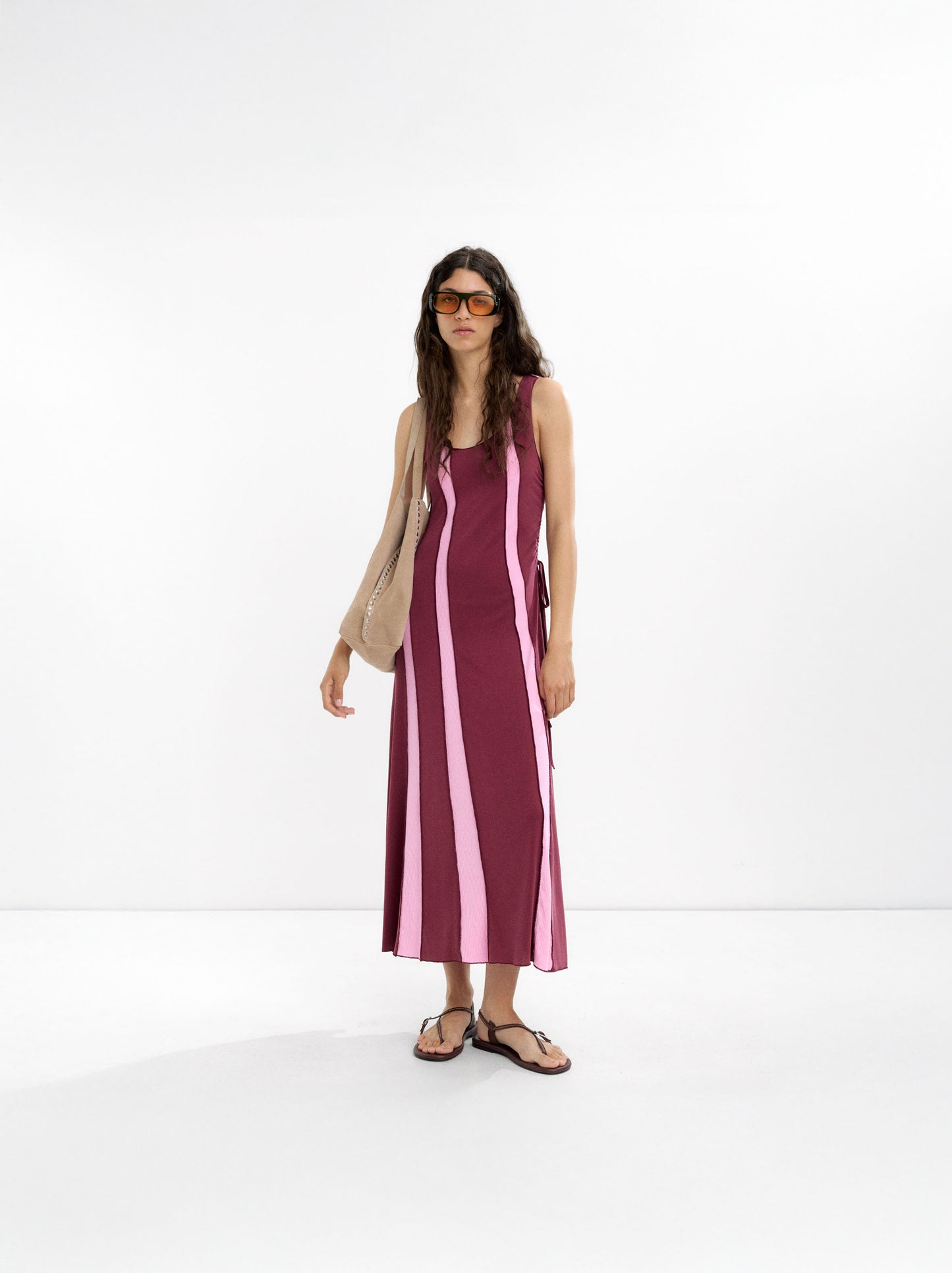 Long Dress With Contrast Fabrics