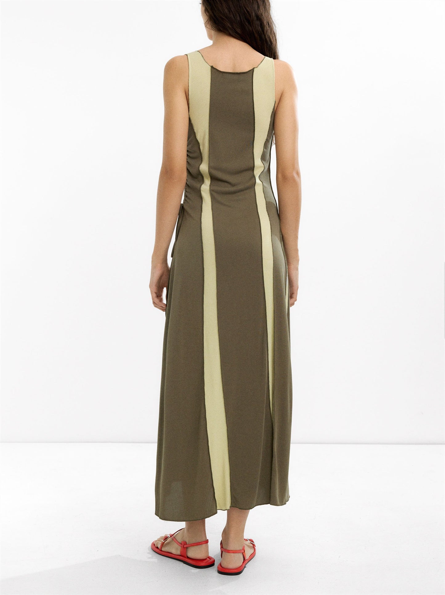 Long Dress With Contrast Fabrics