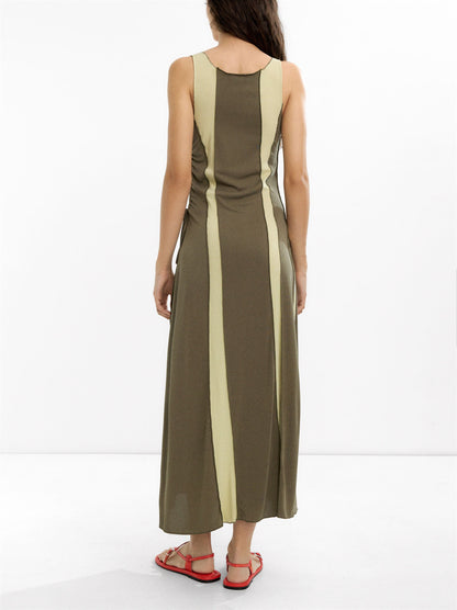 Long Dress With Contrast Fabrics