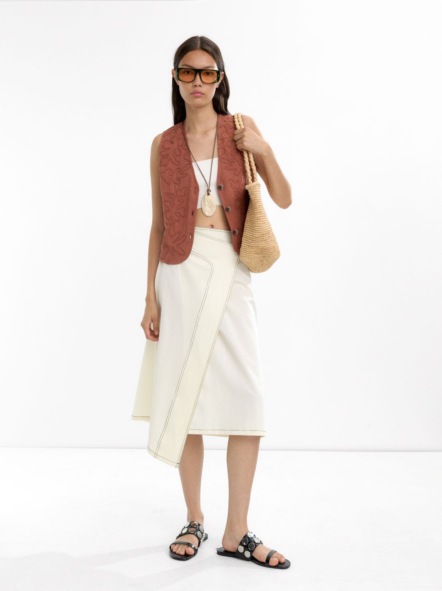 Vest With Embroidery 100% Cotton