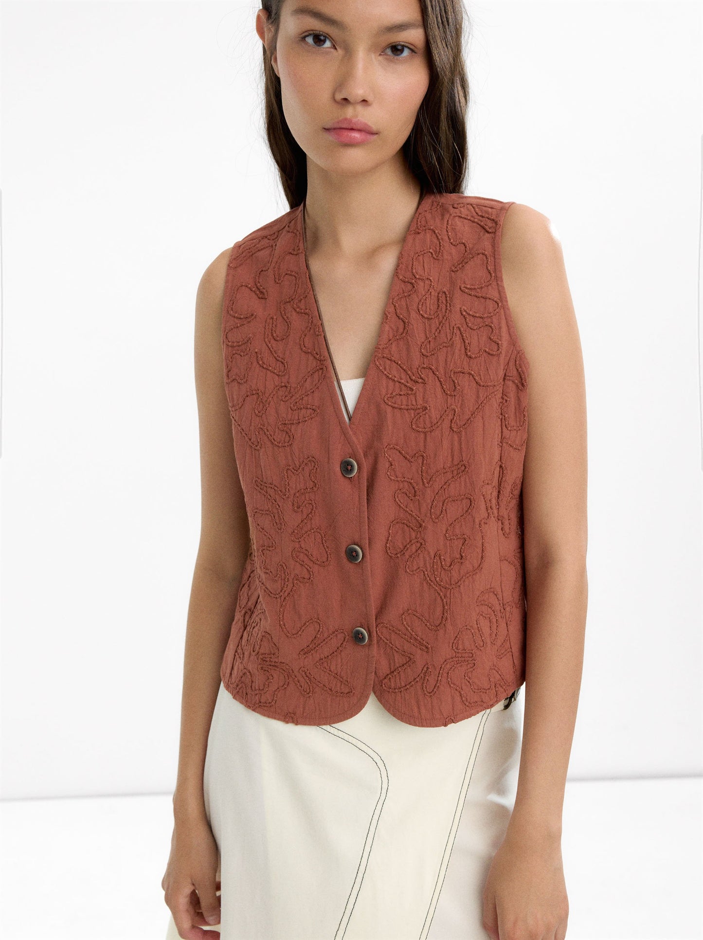 Vest With Embroidery 100% Cotton