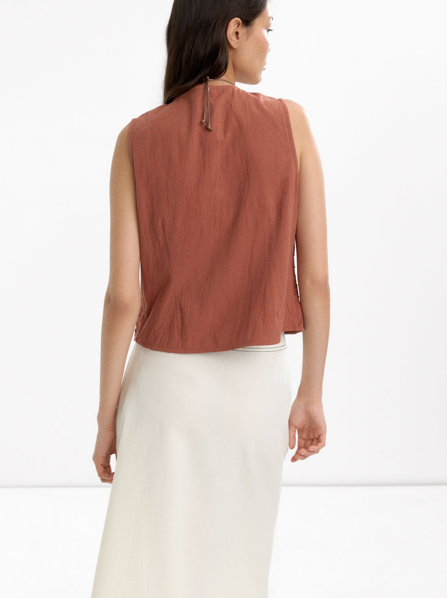 Vest With Embroidery 100% Cotton