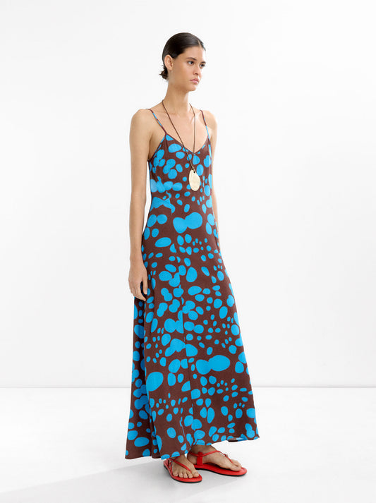 Long Printed Dress With Straps