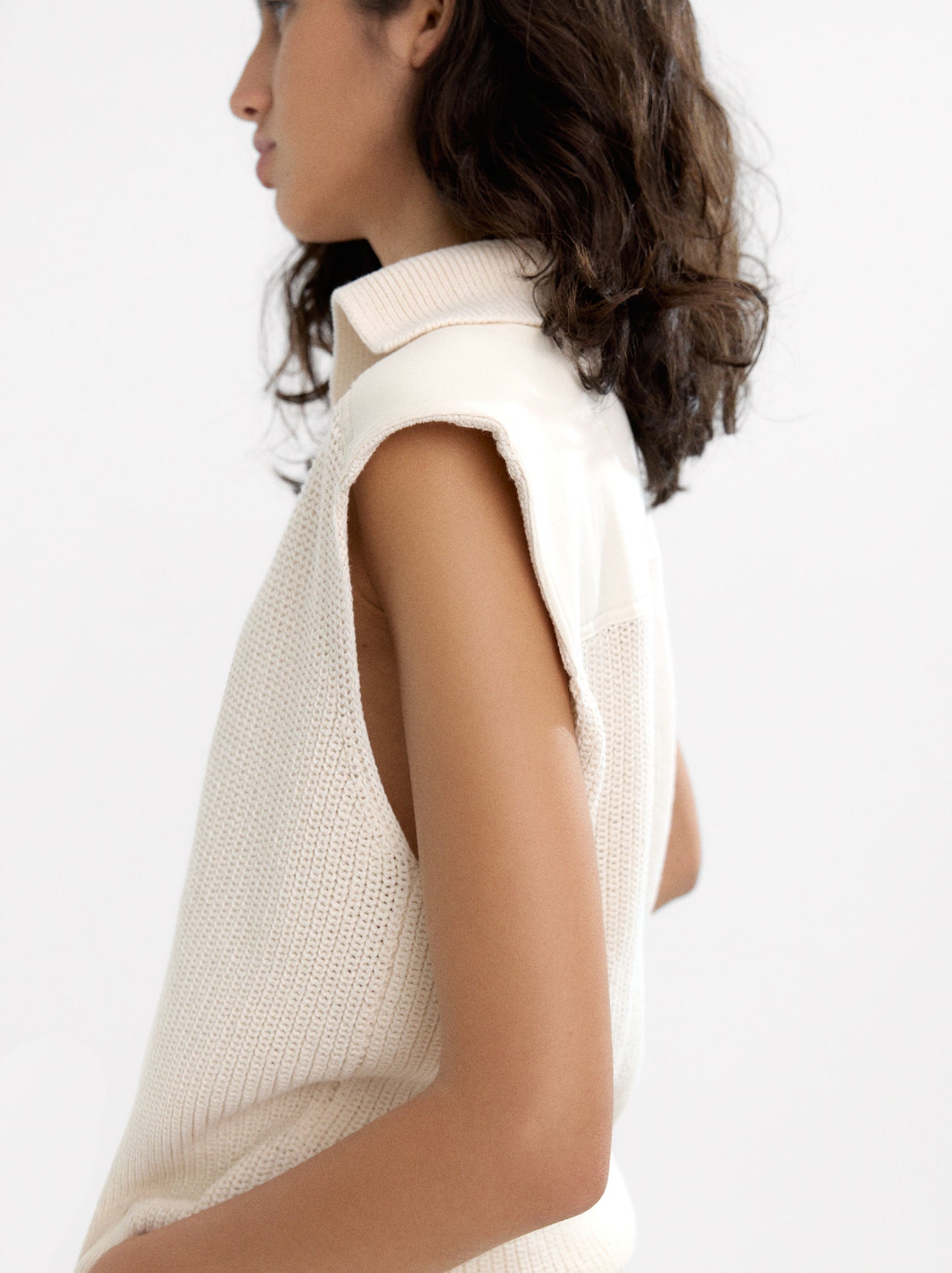 Knit Vest With Polo Collar