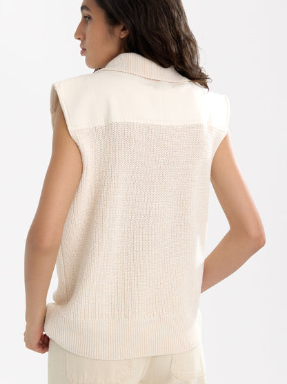 Knit Vest With Polo Collar