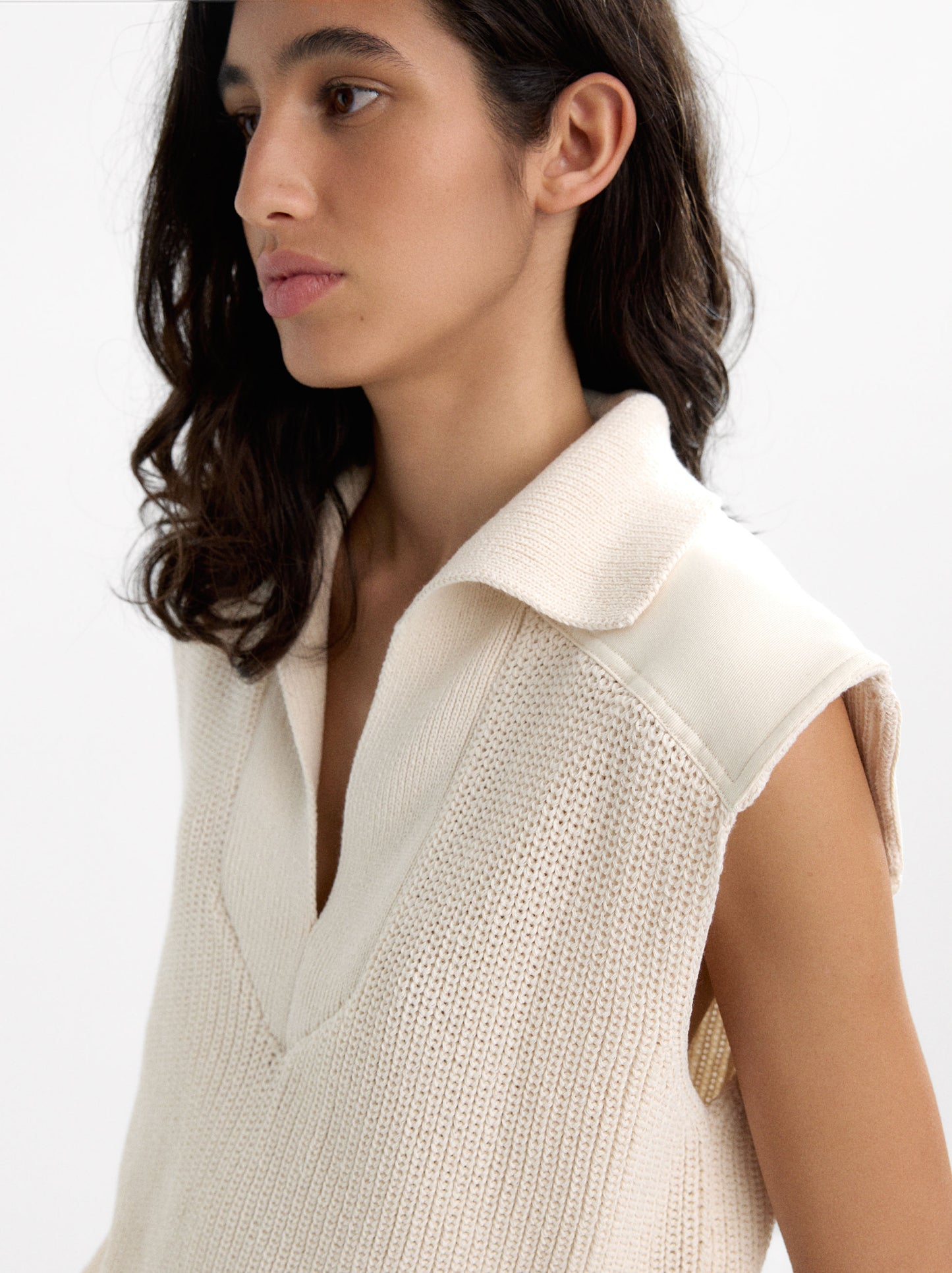 Knit Vest With Polo Collar