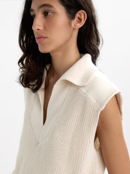 Knit Vest With Polo Collar