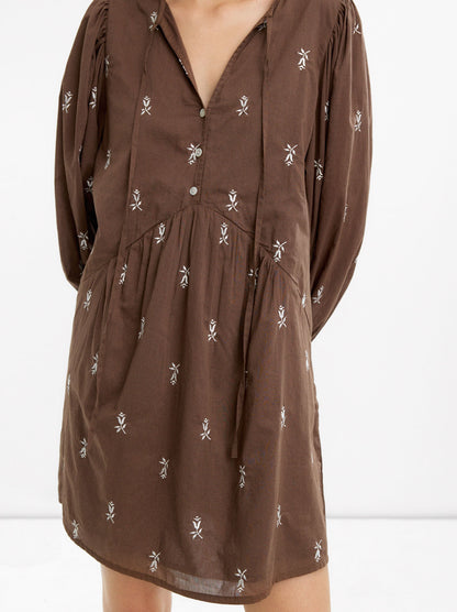 Short Dress With Embroidery 100% Cotton